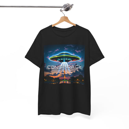 Retro Neon Alien UFO T-Shirt — "Conspiracy at DC" Graphic Tee