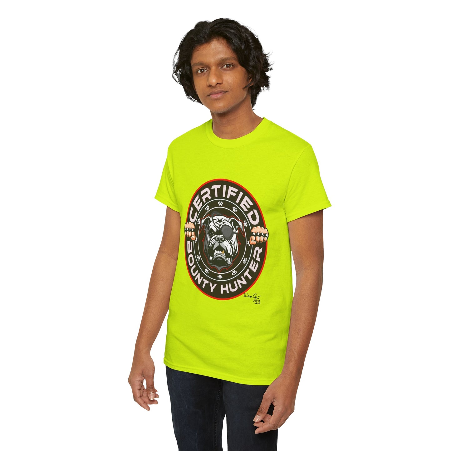 Certified Bounty Hunter, Unisex Heavy Cotton Tee, comedy, bulldog, print design, png, GraphicTees