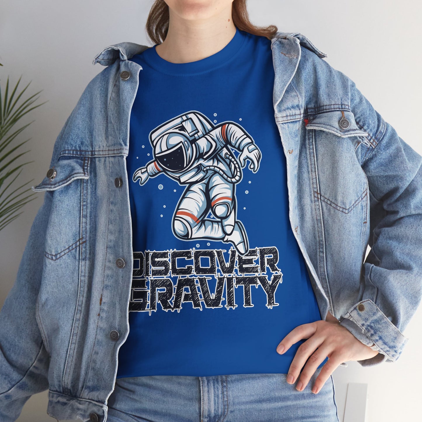Discover Gravity. Unisex Heavy Cotton Tee - Fun Astronaut, Astronomy Graphic Tee - Unisex graphic design, png Express Delivery available