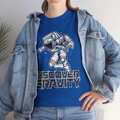 Discover Gravity. Unisex Heavy Cotton Tee - Fun Astronaut, Astronomy Graphic Tee - Unisex graphic design, png Express Delivery available