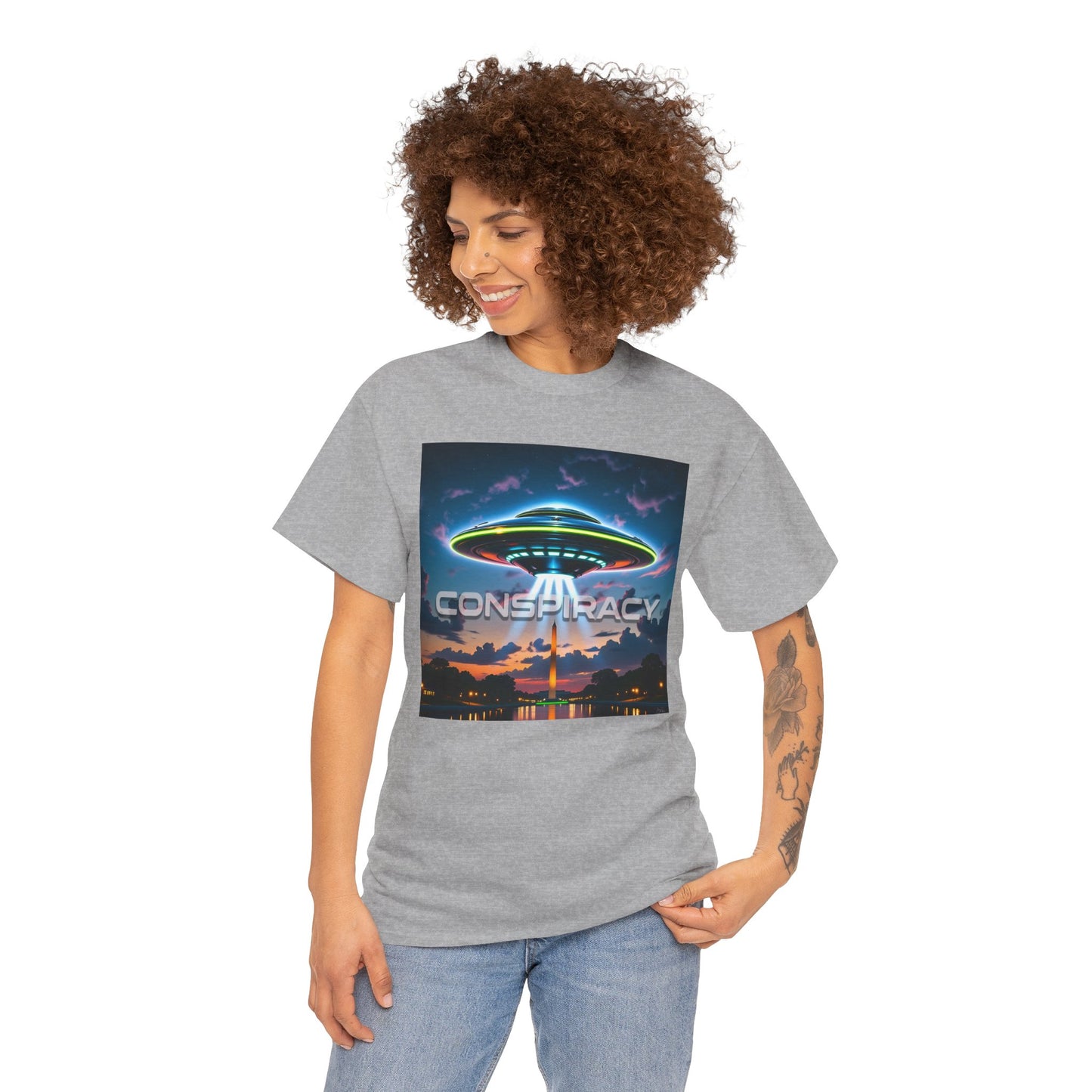 Retro Neon Alien UFO T-Shirt — "Conspiracy at DC" Graphic Tee