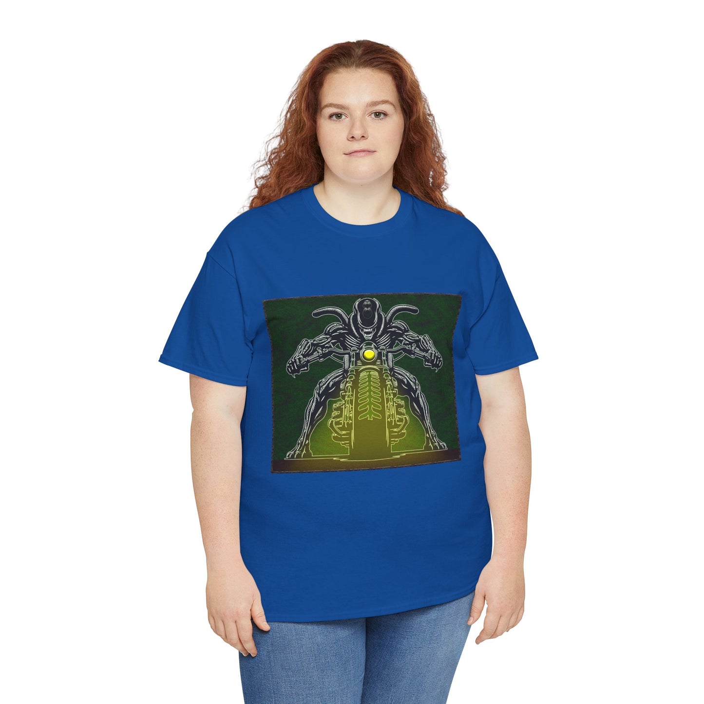 Alien Biker Neon Sci‑Fi Motorcycle T-Shirt