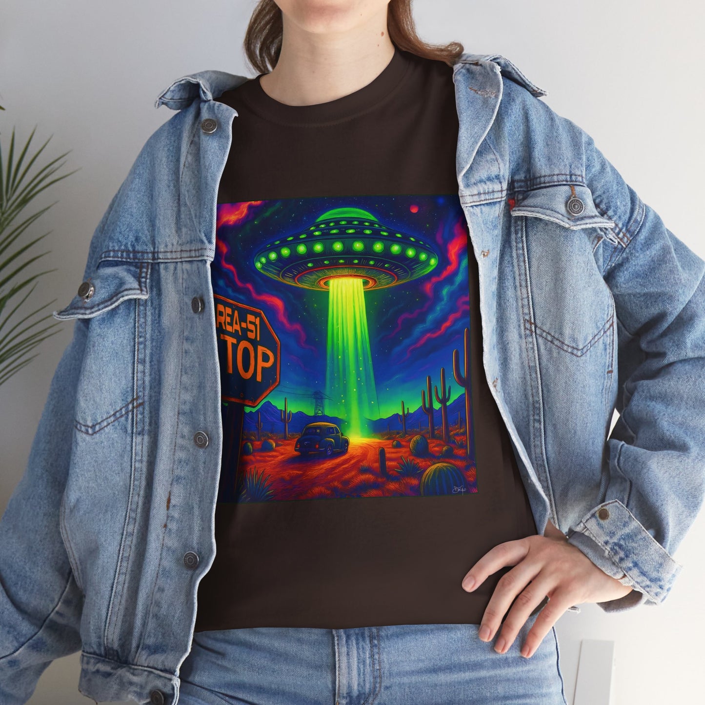 Area 51 Stop UFO Abduction T-Shirt — Neon Alien Invasion Tee