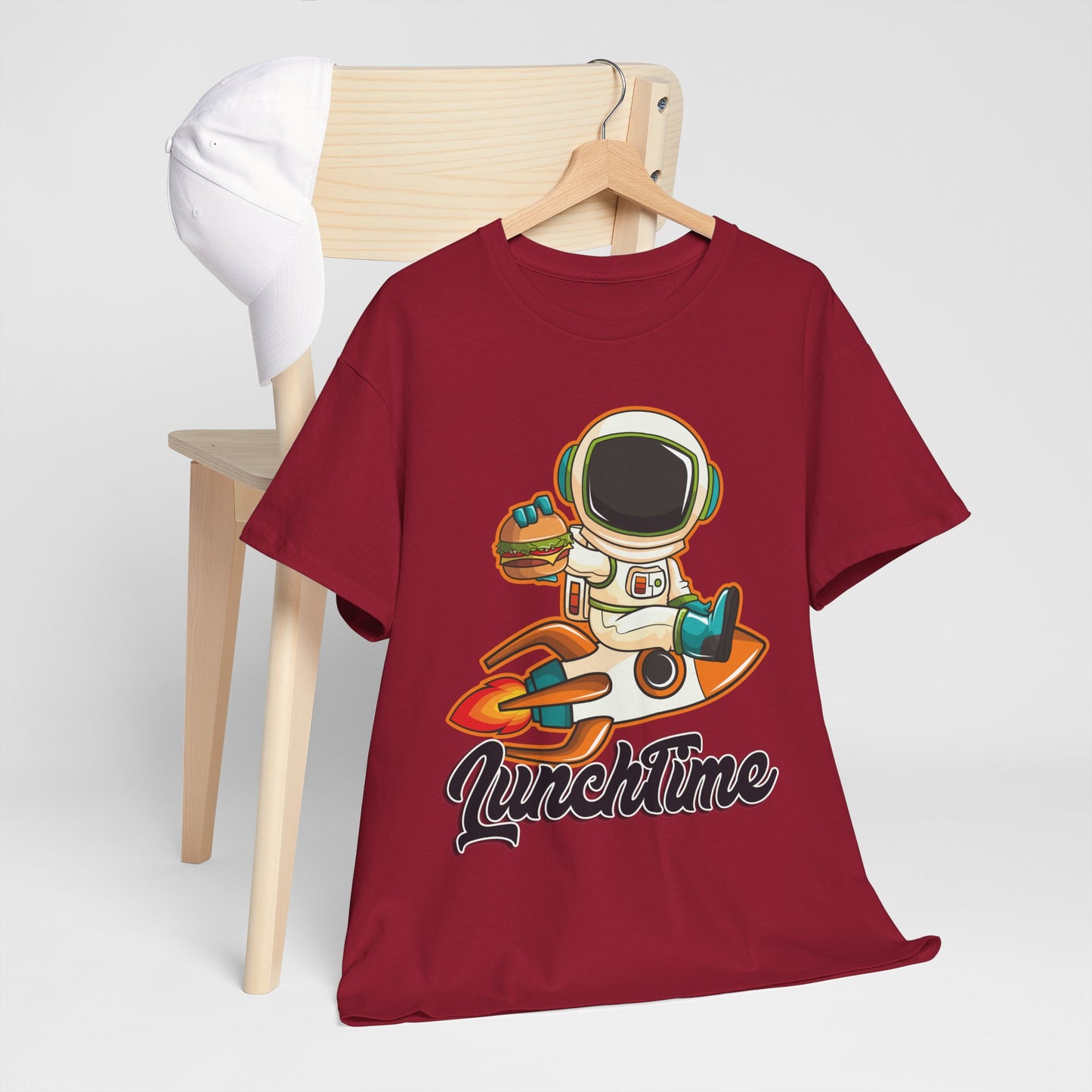 Astronaut Lunchtime Unisex Heavy Cotton Tee - Fun Graphic T-Shirt for Space Lovers, GraphicTees, png, t-shirts, tshirts