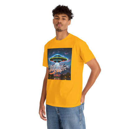 Retro Neon Alien UFO T-Shirt — "Conspiracy at DC" Graphic Tee