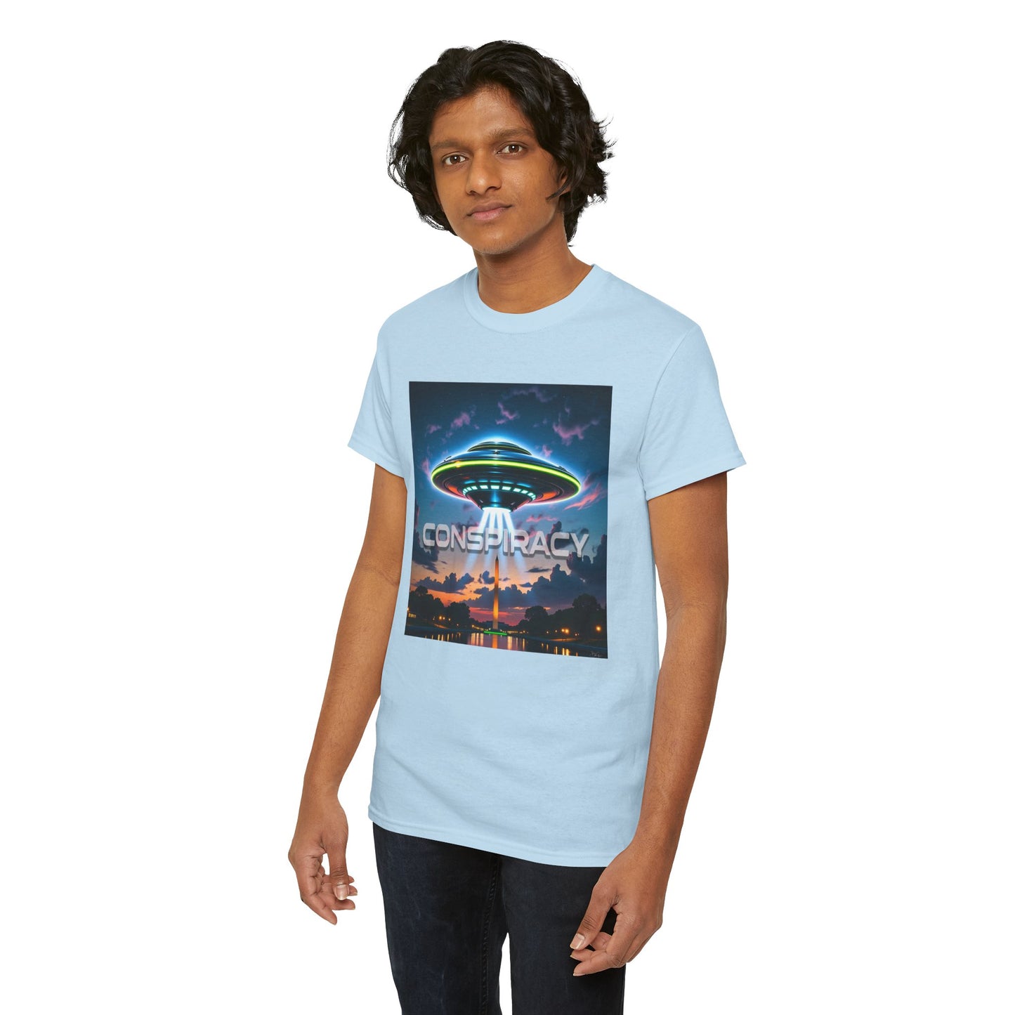 Retro Neon Alien UFO T-Shirt — "Conspiracy at DC" Graphic Tee