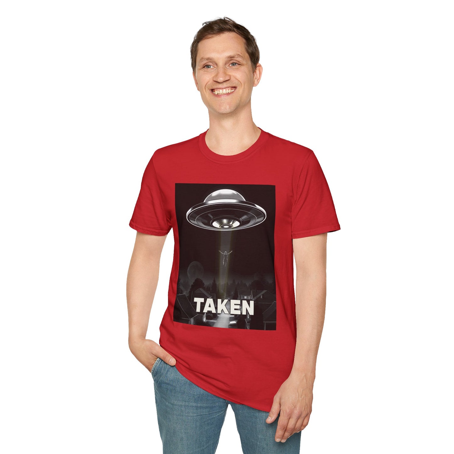 Taken 3, Alien Theme Unisex Softstyle T-Shirt, Fun Graphic Tee for UFO Lovers, Great for Casual Wear, Gifts for Sci-Fi Fans, Cool Shirt