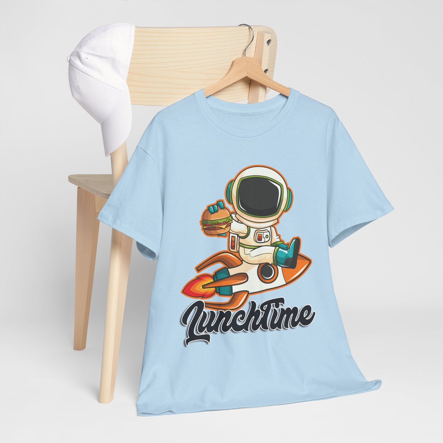 Astronaut Lunchtime Unisex Heavy Cotton Tee - Fun Graphic T-Shirt for Space Lovers, GraphicTees, png, t-shirts, tshirts