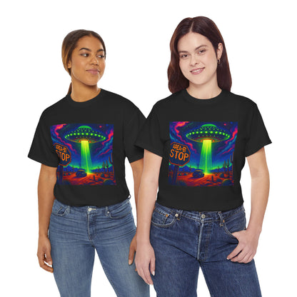Area 51 Stop UFO Abduction T-Shirt — Neon Alien Invasion Tee