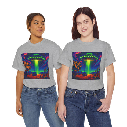 Area 51 Stop UFO Abduction T-Shirt — Neon Alien Invasion Tee