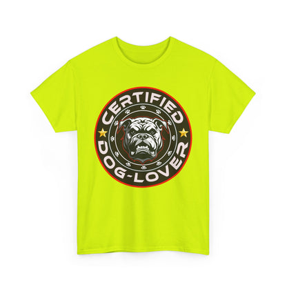 Certified Dog Lover Unisex Tee - Bulldog Print Design, GraphicTees, t-shirt, tshirt, png