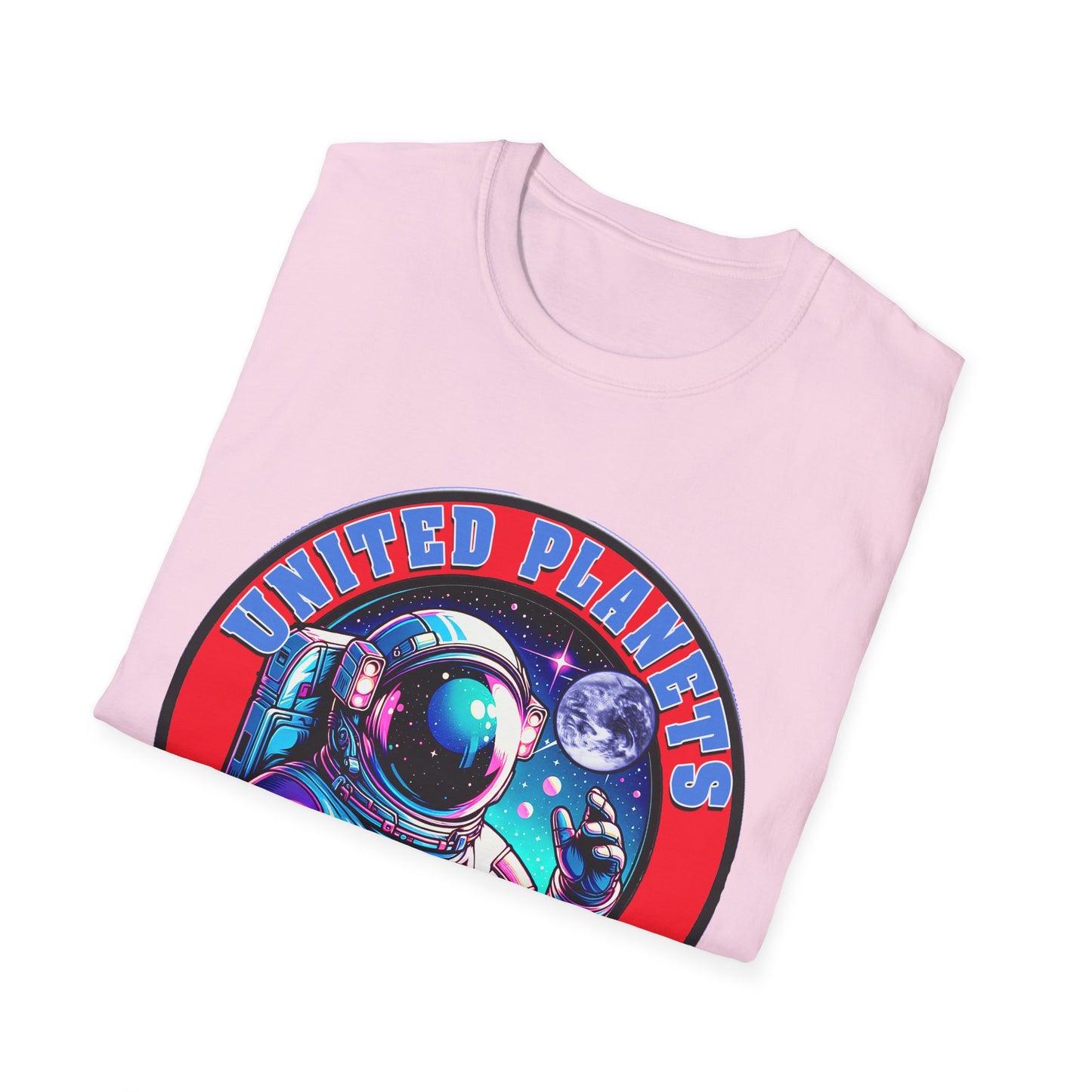 United Planets Exploration Astronaut T-Shirt, Science Themed Tee, Outer Space Shirt for Gift, Birthday, Unisex Softstyle Apparel