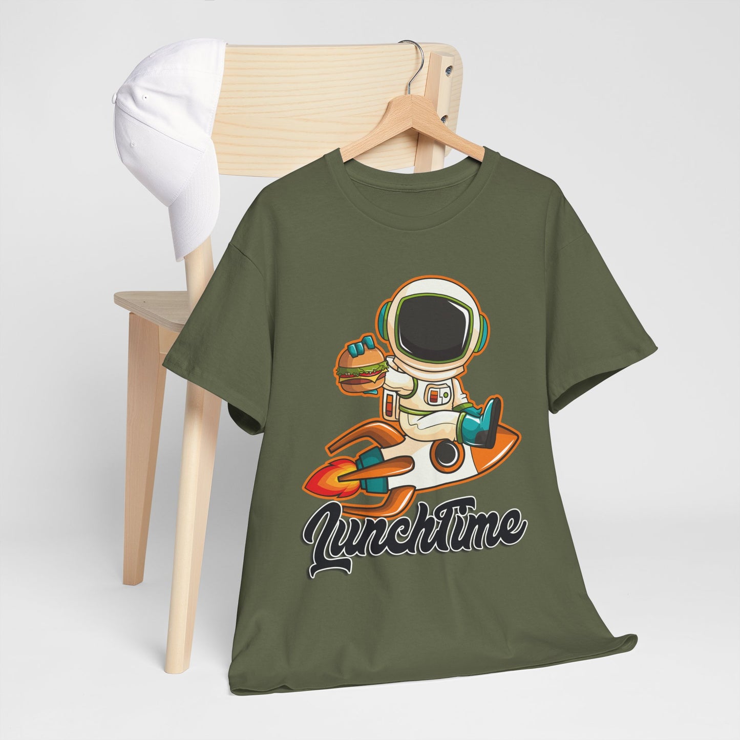 Astronaut Lunchtime Unisex Heavy Cotton Tee - Fun Graphic T-Shirt for Space Lovers, GraphicTees, png, t-shirts, tshirts