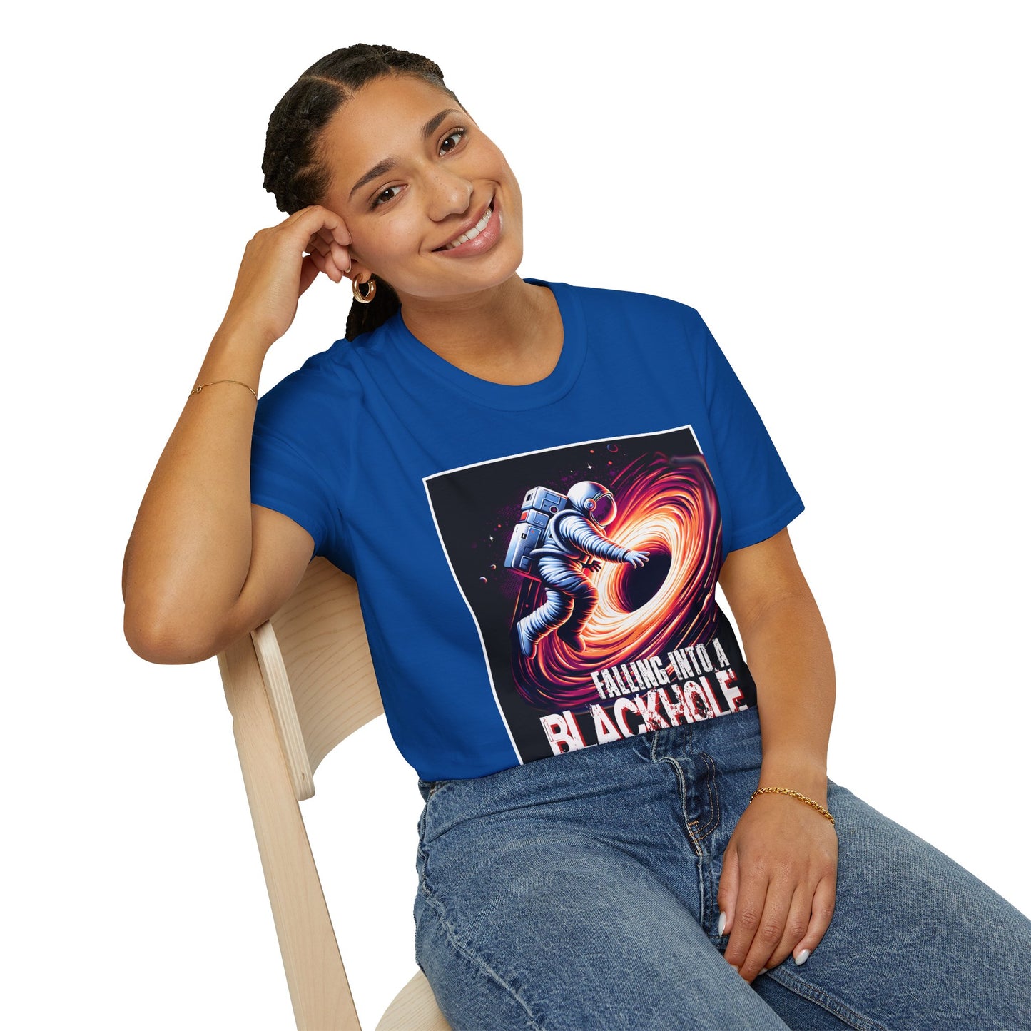 Falling Into a Blackhole Unisex Softstyle, T-Shirt, Space Lover Gift, Sci-Fi Tee, Astronomy Shirt, Creative Graphic T-Shirt, Gift Astronaut