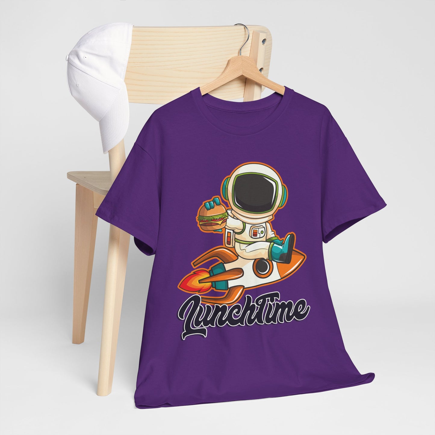 Astronaut Lunchtime Unisex Heavy Cotton Tee - Fun Graphic T-Shirt for Space Lovers, GraphicTees, png, t-shirts, tshirts