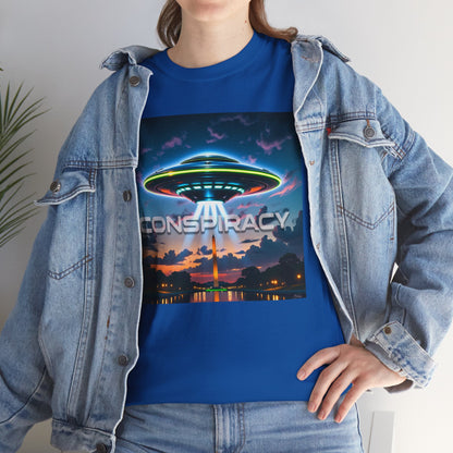 Retro Neon Alien UFO T-Shirt — "Conspiracy at DC" Graphic Tee