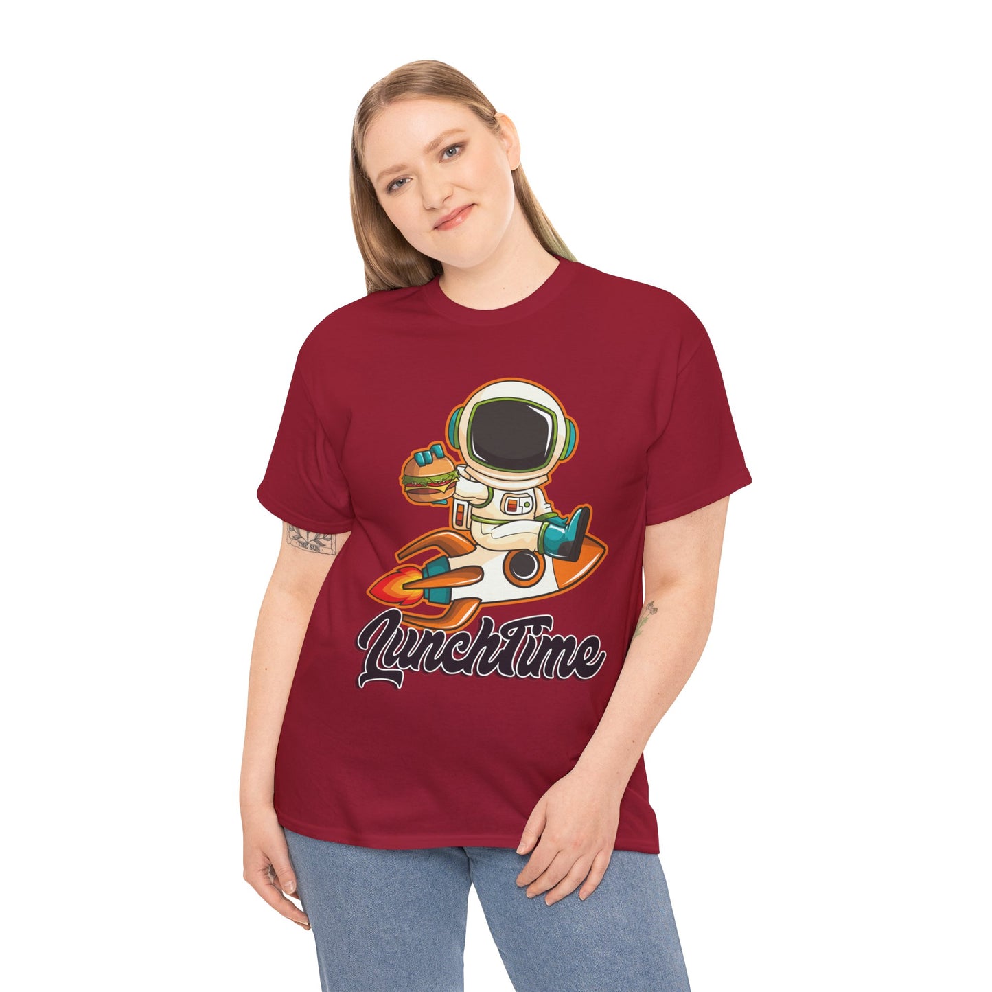 Astronaut Lunchtime Unisex Heavy Cotton Tee - Fun Graphic T-Shirt for Space Lovers, GraphicTees, png, t-shirts, tshirts
