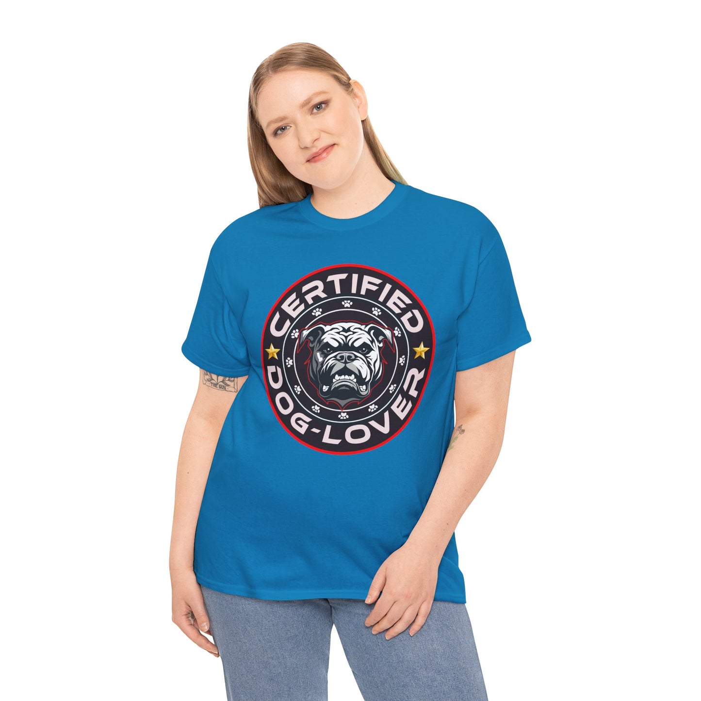 Certified Dog Lover Unisex Tee - Bulldog Print Design, GraphicTees, t-shirt, tshirt, png