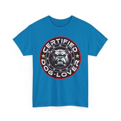 Certified Dog Lover Unisex Tee - Bulldog Print Design, GraphicTees, t-shirt, tshirt, png