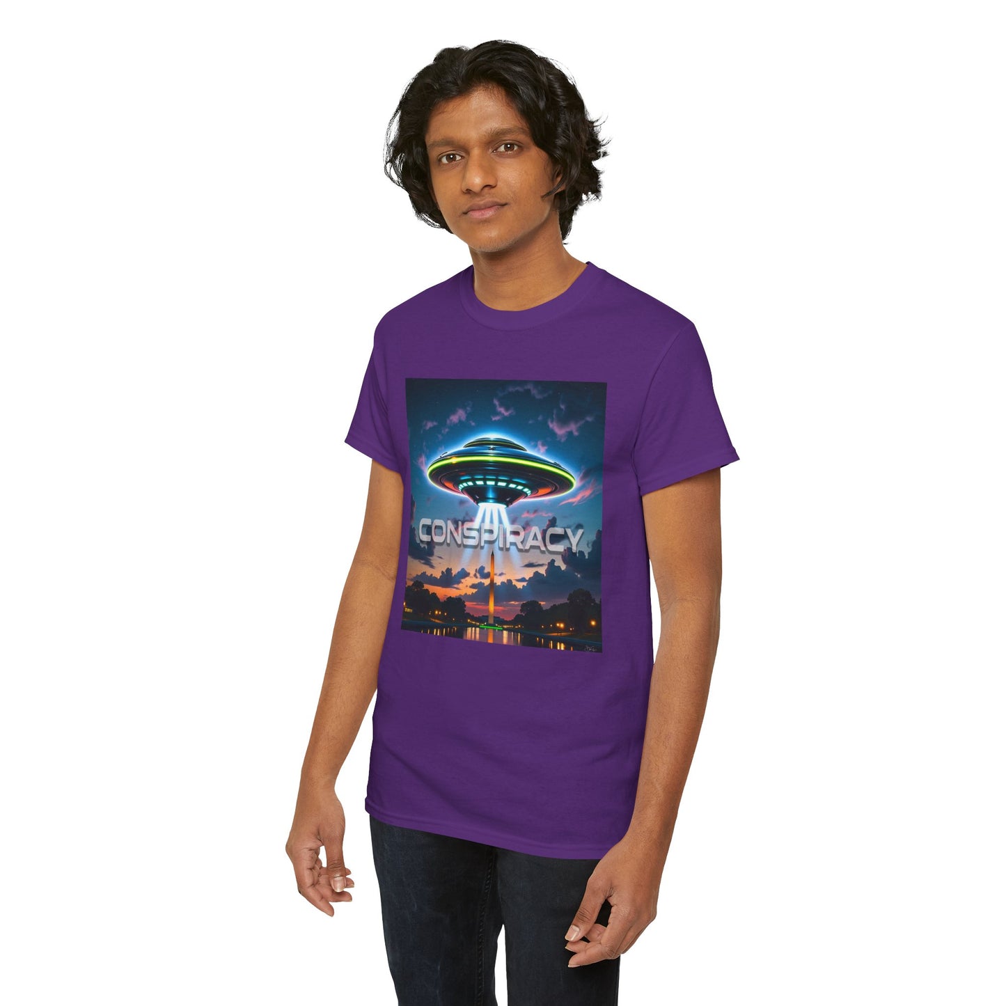 Retro Neon Alien UFO T-Shirt — "Conspiracy at DC" Graphic Tee