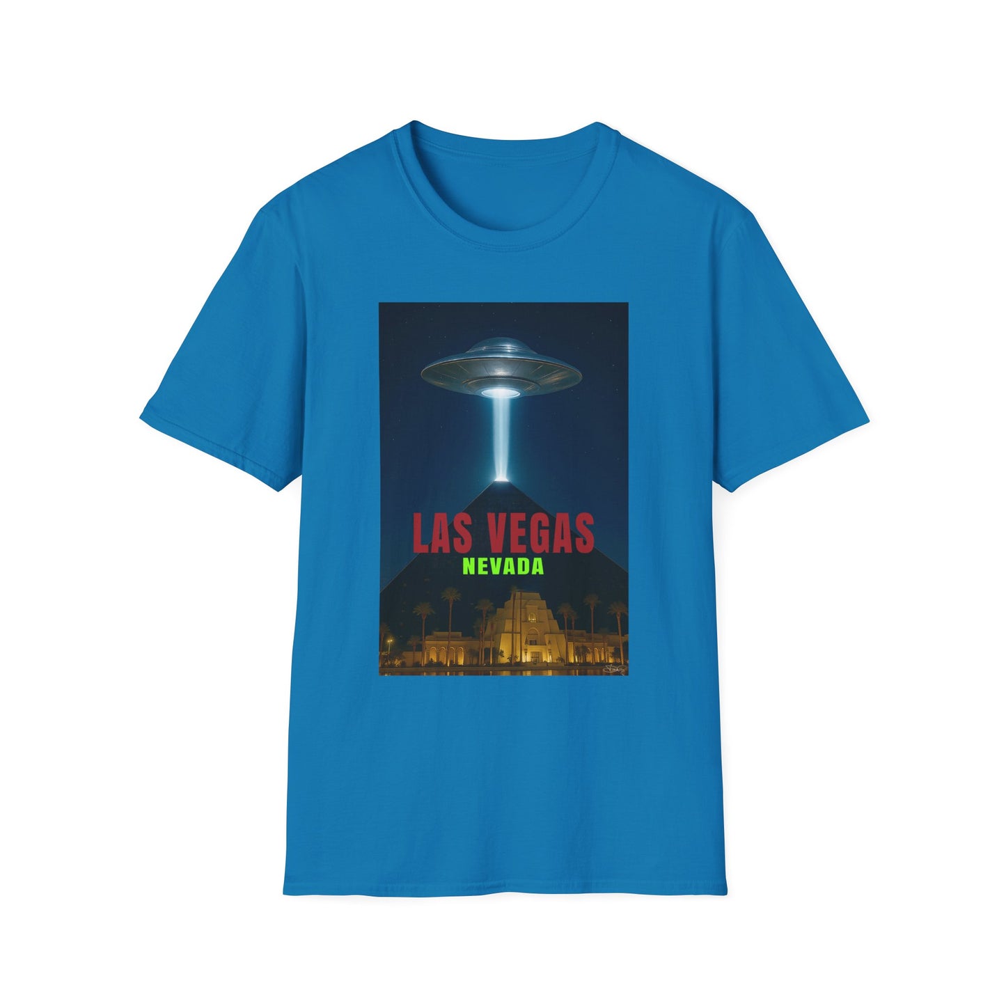 Luxor UFO, Las Vegas UFO Unisex Softstyle T-Shirt - Retro Nevada Design, graphic design, t-shirts, tshirts, tees, GraphicTees, png