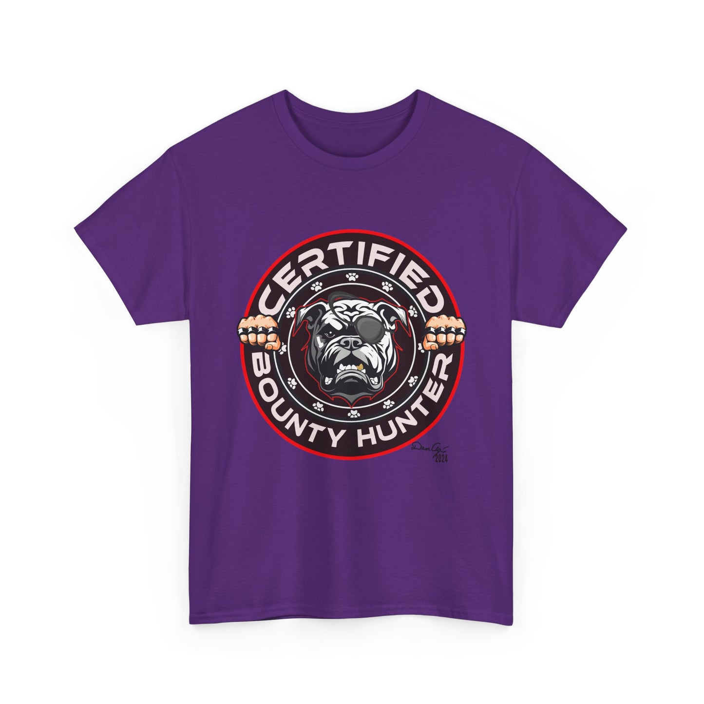 Certified Bounty Hunter, Unisex Heavy Cotton Tee, comedy, bulldog, print design, png, GraphicTees