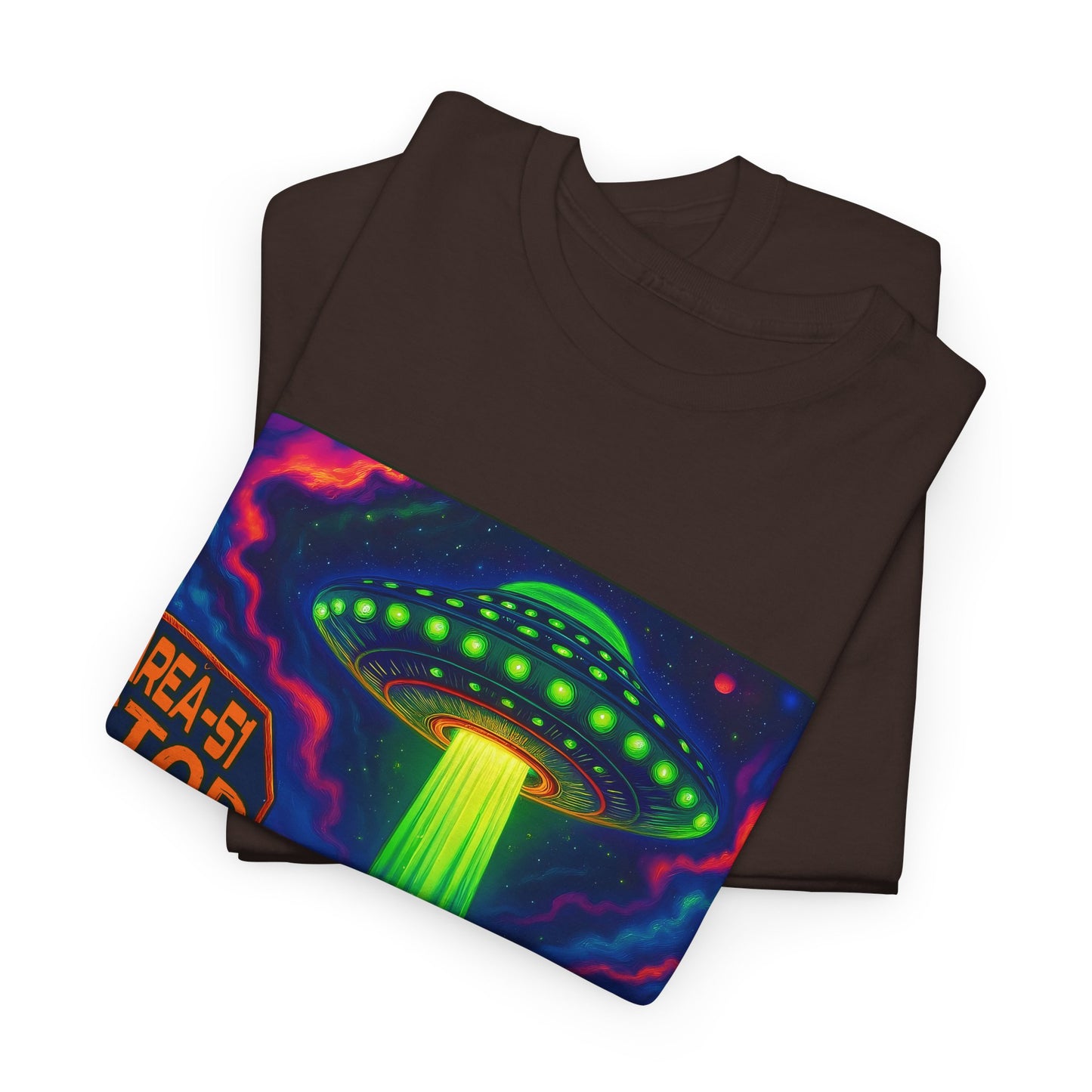 Area 51 Stop UFO Abduction T-Shirt — Neon Alien Invasion Tee