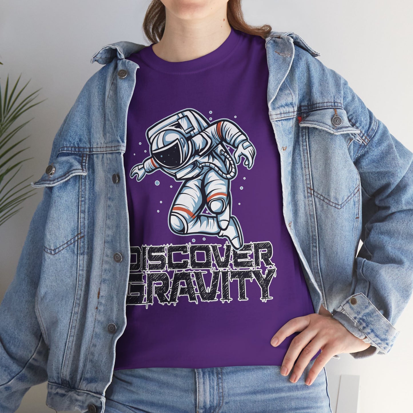 Discover Gravity. Unisex Heavy Cotton Tee - Fun Astronaut, Astronomy Graphic Tee - Unisex graphic design, png Express Delivery available