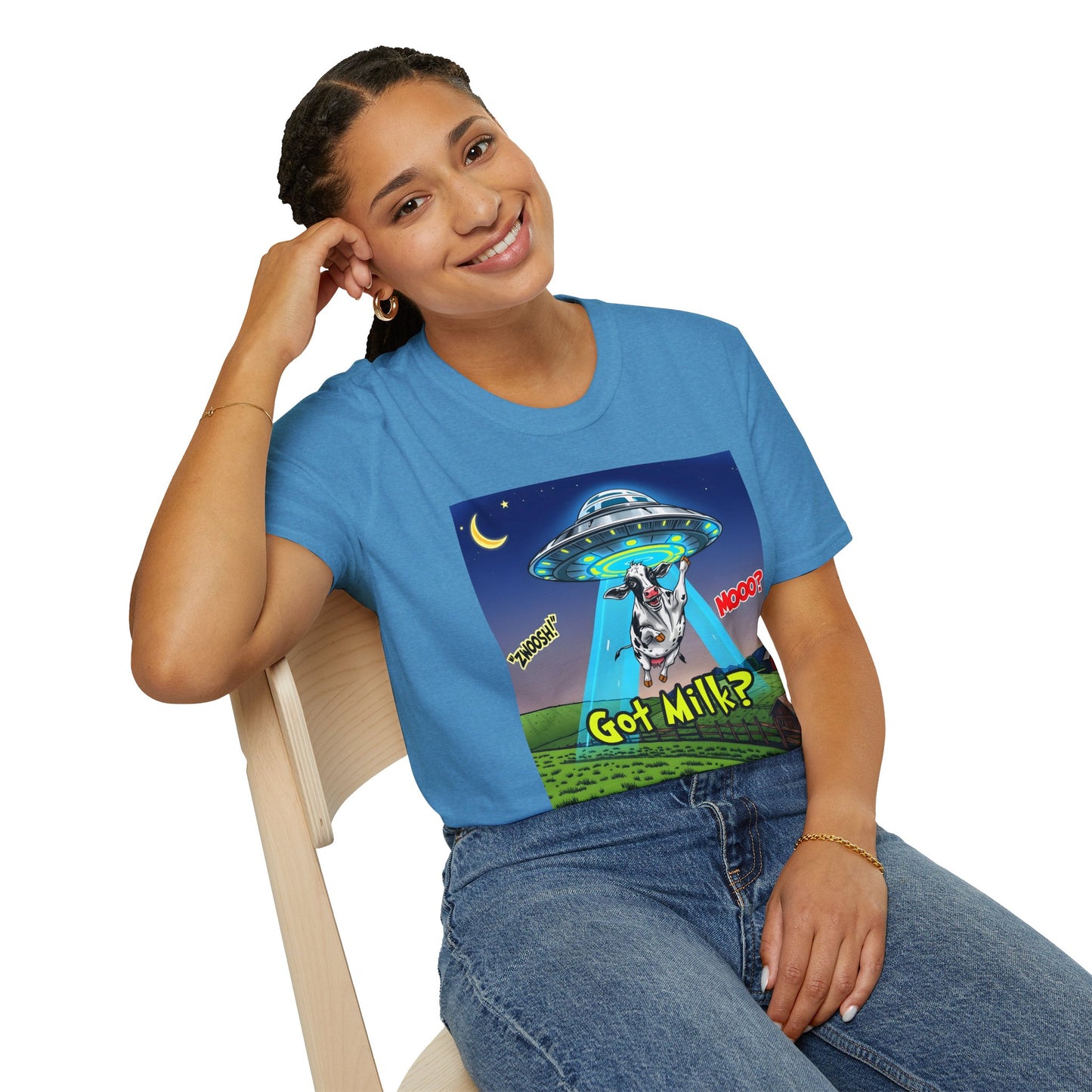 Got Milk? Funny Unisex Softstyle T-Shirt, Humorous Tee, Perfect for Cow Lovers, Milking Day, Farm-themed Gifts, Quirky Apparel, graphic