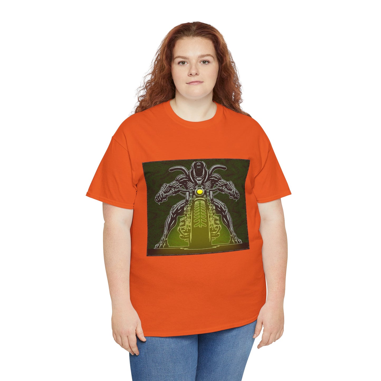 Alien Biker Neon Sci‑Fi Motorcycle T-Shirt