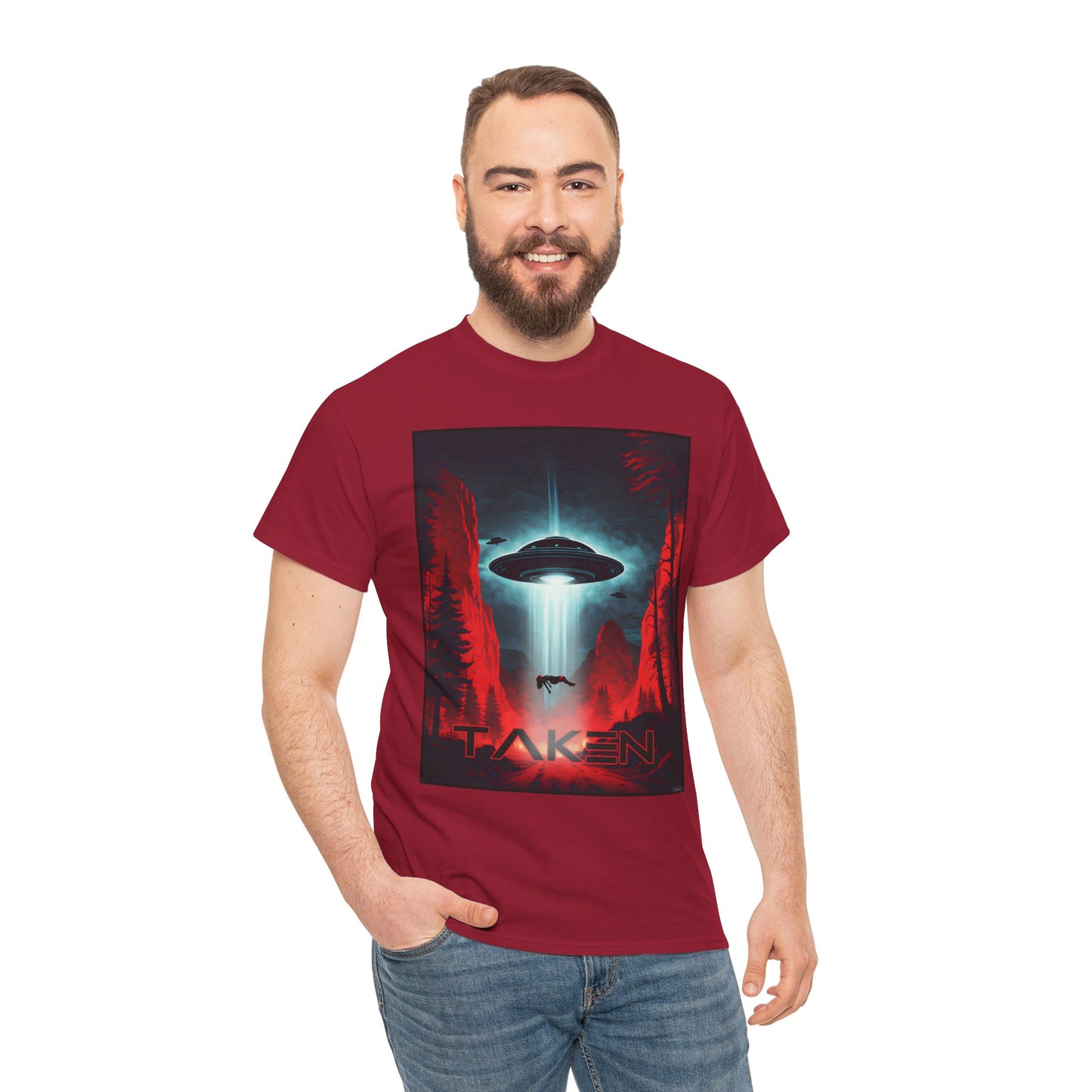 Taken, Unisex Heavy Cotton Tee, UFO inspired t-shirt, graphic design, art, png, t-shirts, tshirts, tee