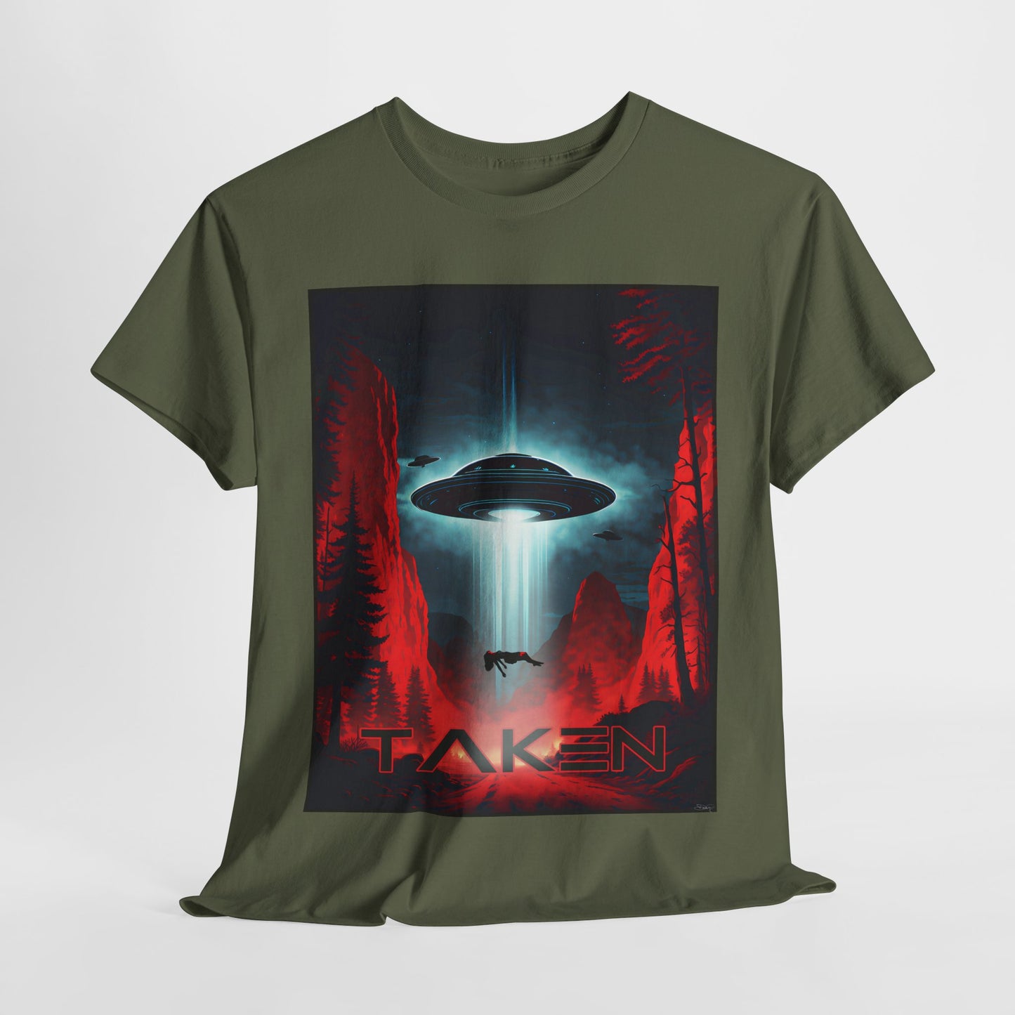 Taken, Unisex Heavy Cotton Tee, UFO inspired t-shirt, graphic design, art, png, t-shirts, tshirts, tee