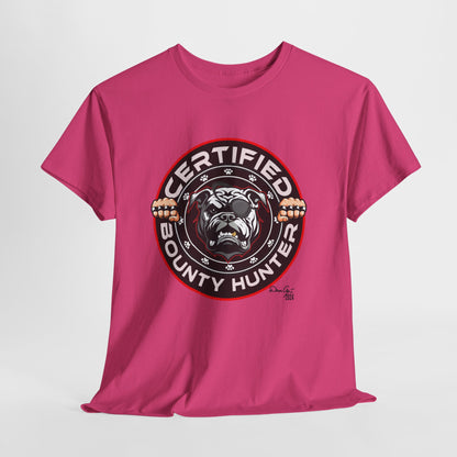 Certified Bounty Hunter, Unisex Heavy Cotton Tee, comedy, bulldog, print design, png, GraphicTees