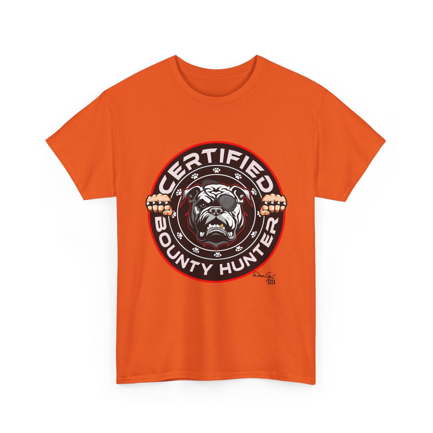 Certified Bounty Hunter, Unisex Heavy Cotton Tee, comedy, bulldog, print design, png, GraphicTees