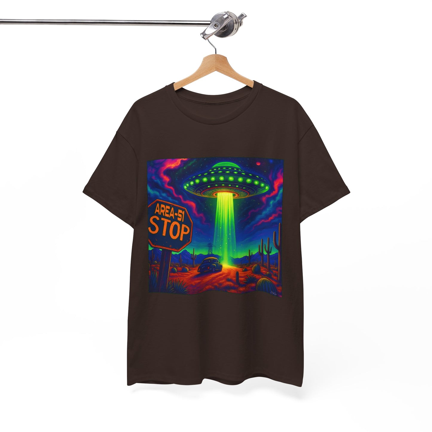 Area 51 Stop UFO Abduction T-Shirt — Neon Alien Invasion Tee
