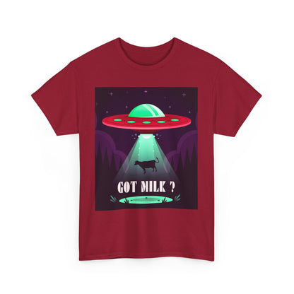 Got Milk? Unisex Heavy Cotton Tee, UFO abduction, comedy, funny, t-shirt, t-shirt, graphic design, tee, png