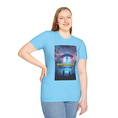 Roswell Probed Retro T-Shirt - Alien UFO Lover Gift, Sci-Fi Apparel, Extraterrestrial Tee, Unisex Softstyle Clothing, graphic design, png