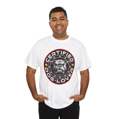 Certified Dog Lover Unisex Tee - Bulldog Print Design, GraphicTees, t-shirt, tshirt, png