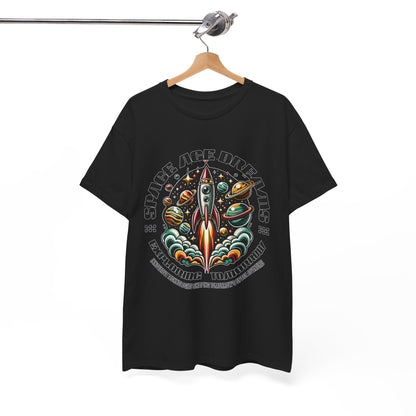 Space Age Dreams, Unisex Heavy Cotton Tee - Retro Rocket Design for Space Lovers, graphic design, png