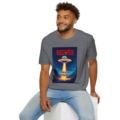 Roswell Alien Encounter Unisex T-Shirt, Retro Space UFO Tee, Sci-Fi Lovers Gift, Convention Wear, Extraterrestrial Tee, graphic design, png