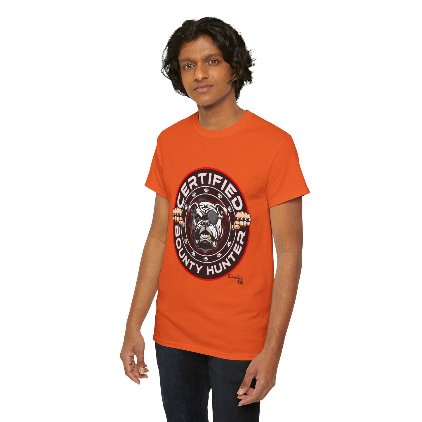 Certified Bounty Hunter, Unisex Heavy Cotton Tee, comedy, bulldog, print design, png, GraphicTees