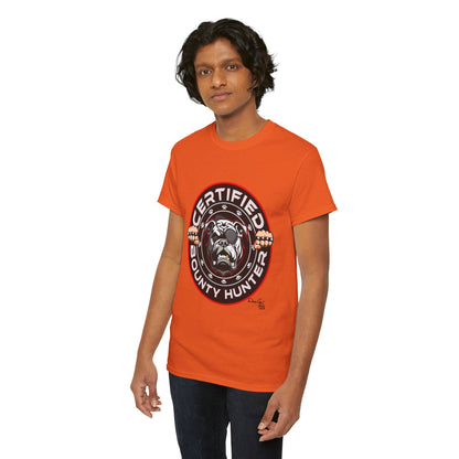 Certified Bounty Hunter, Unisex Heavy Cotton Tee, comedy, bulldog, print design, png, GraphicTees