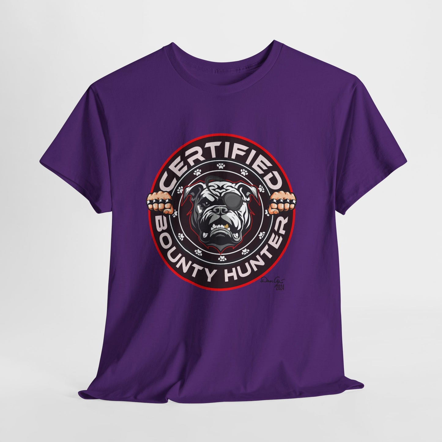 Certified Bounty Hunter, Unisex Heavy Cotton Tee, comedy, bulldog, print design, png, GraphicTees