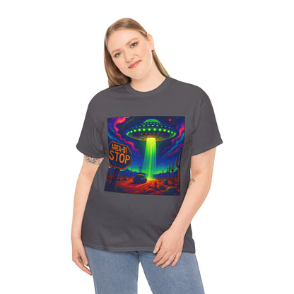 Area 51 Stop UFO Abduction T-Shirt — Neon Alien Invasion Tee