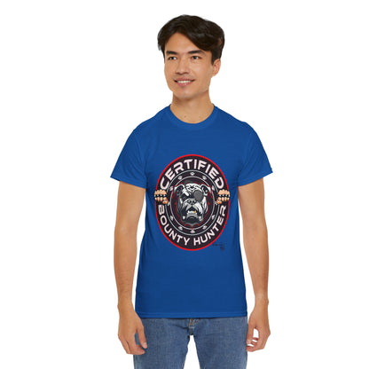 Certified Bounty Hunter, Unisex Heavy Cotton Tee, comedy, bulldog, print design, png, GraphicTees