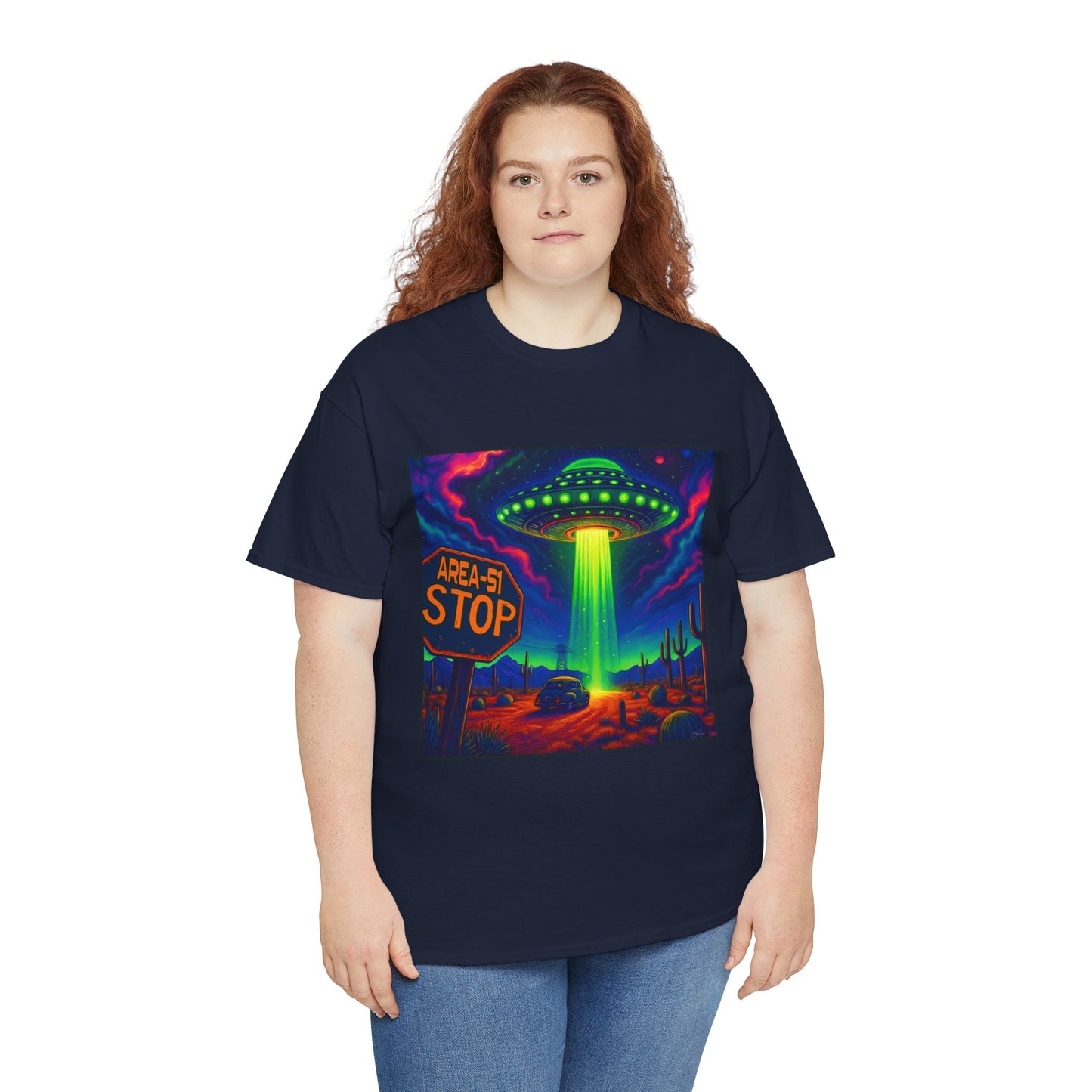 Area 51 Stop UFO Abduction T-Shirt — Neon Alien Invasion Tee