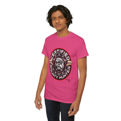 Certified Bounty Hunter, Unisex Heavy Cotton Tee, comedy, bulldog, print design, png, GraphicTees