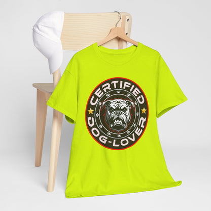 Certified Dog Lover Unisex Tee - Bulldog Print Design, GraphicTees, t-shirt, tshirt, png