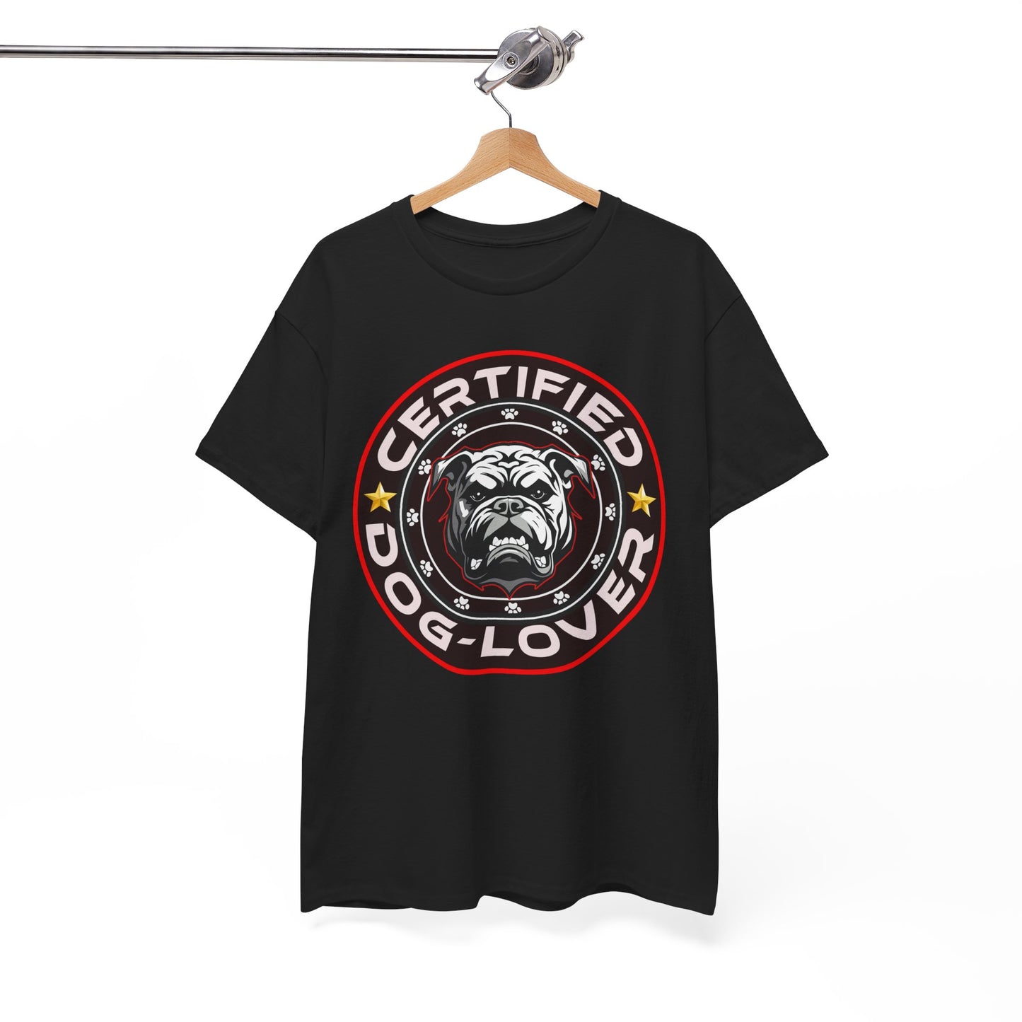 Certified Dog Lover Unisex Tee - Bulldog Print Design, GraphicTees, t-shirt, tshirt, png