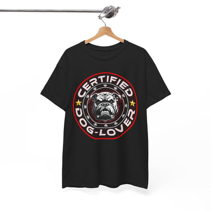 Certified Dog Lover Unisex Tee - Bulldog Print Design, GraphicTees, t-shirt, tshirt, png